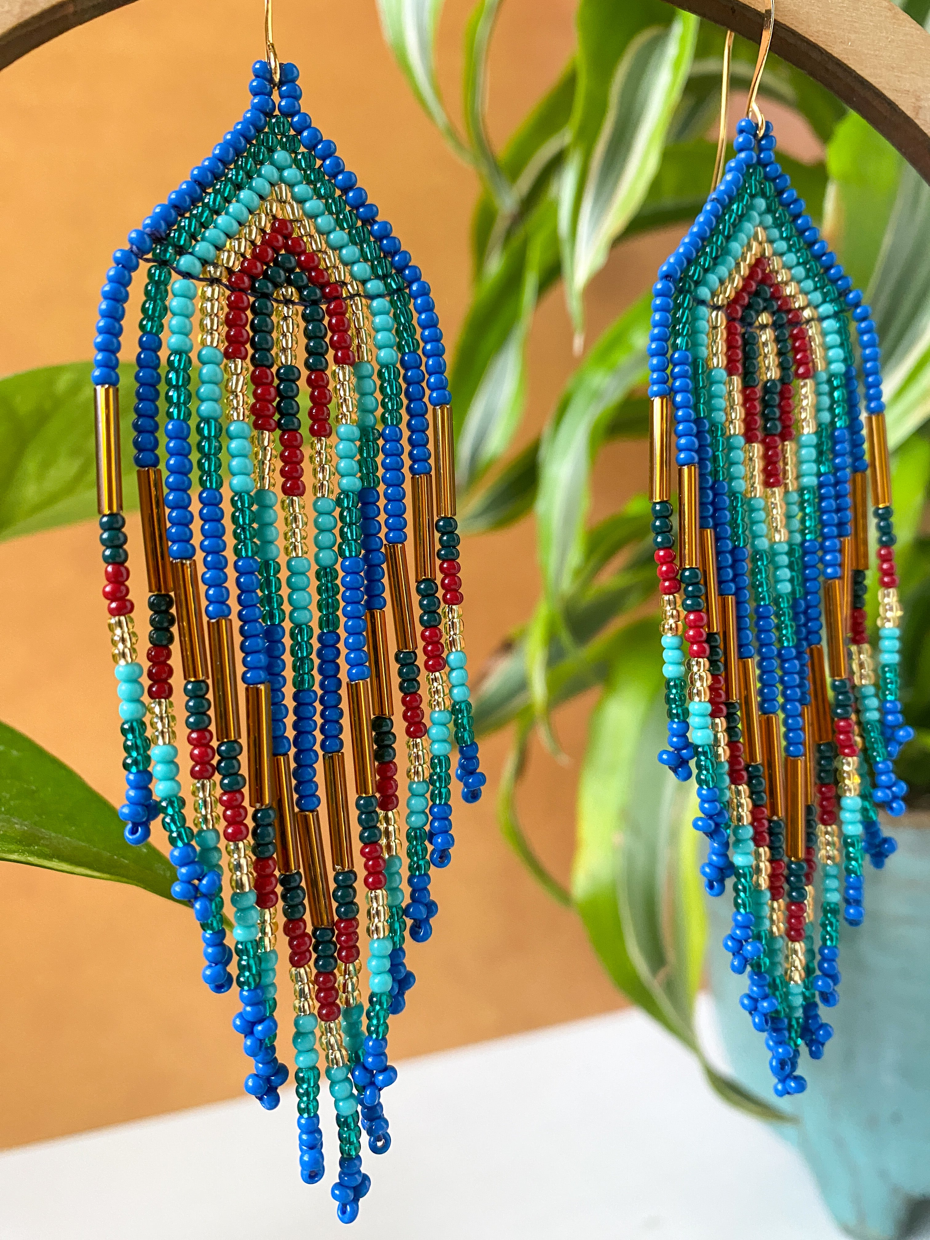 Plumas Earrings - Ocean Blue