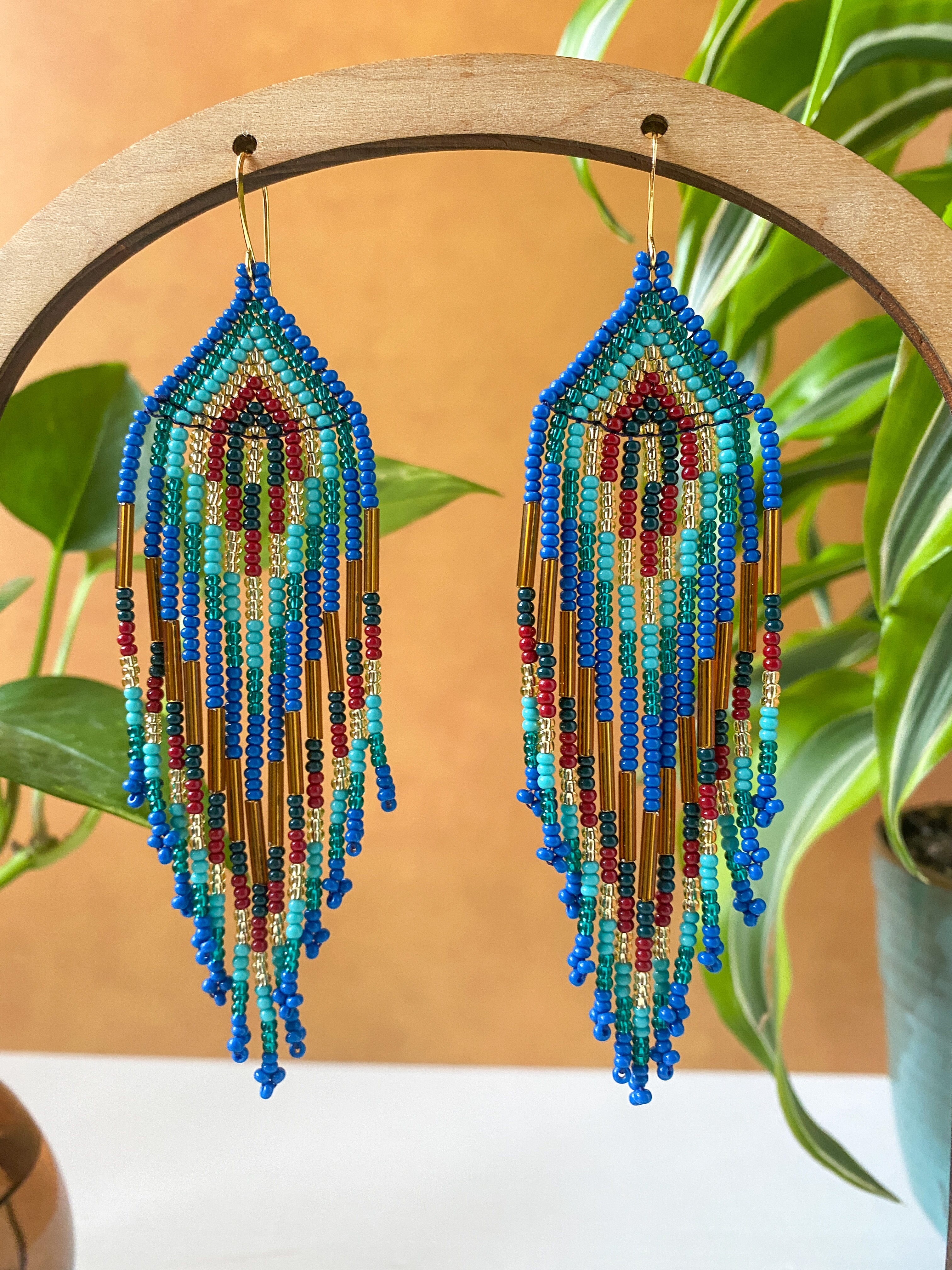 Plumas Earrings - Ocean Blue